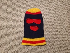 Vintage Ski Mask Hole Robber Knit Balaclava Full Face Beanie 80s 90s Distressed