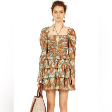 ULLA JOHNSON Naiya Dress Metallic Ruffle Mini Size 6