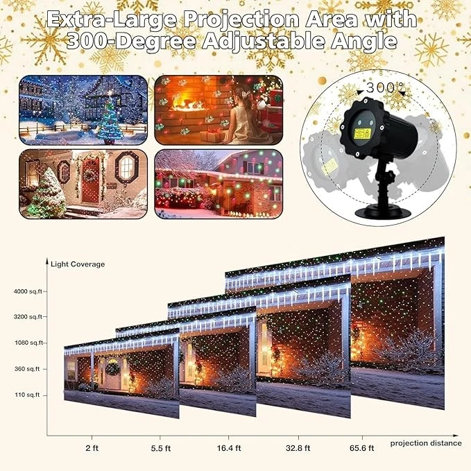 Рождественский лазерный светодиодный проектор свет R&G движущийся пейзаж сцена Xmas лампа открытый - Изображение 3 из 4