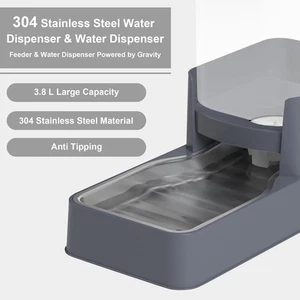 Stainless Steel Cat Feeder Water Dispenser Gravity Waterer Food Set Large Medium