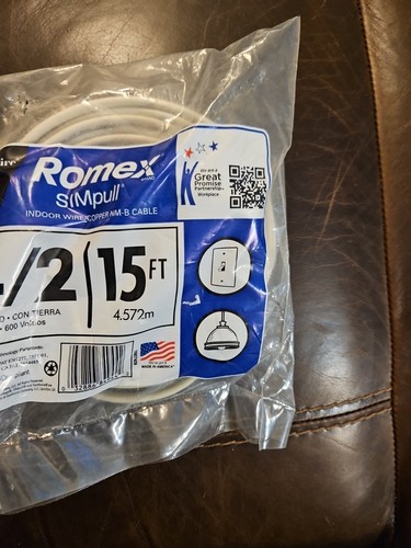 NEW Southwire Romex SimPull 15 ft. 14/2 Indoor Wire/Copper NM-B Cable ...