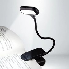 LED Book Light Clip On Reading Lamp Flexible Portable Battery Powered for Bed