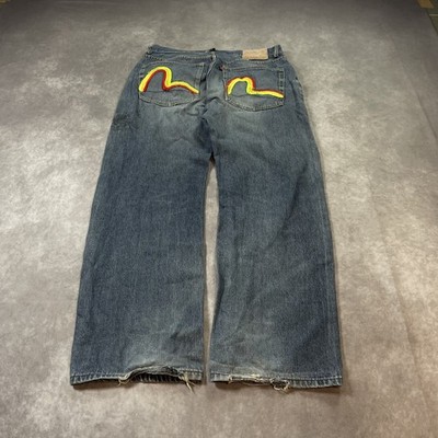Evisu baggy Jeans W31 L32 blau 2000s vintage style rare backprint A135
