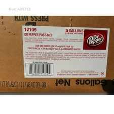 Dr Pepper Zero Sugar Post Mix Syrup 5 Gallon Bag in Box Drink Soda -12109