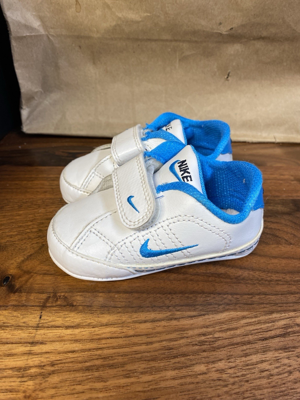 Soft Leather 3c White Blue Infant Baby Boy