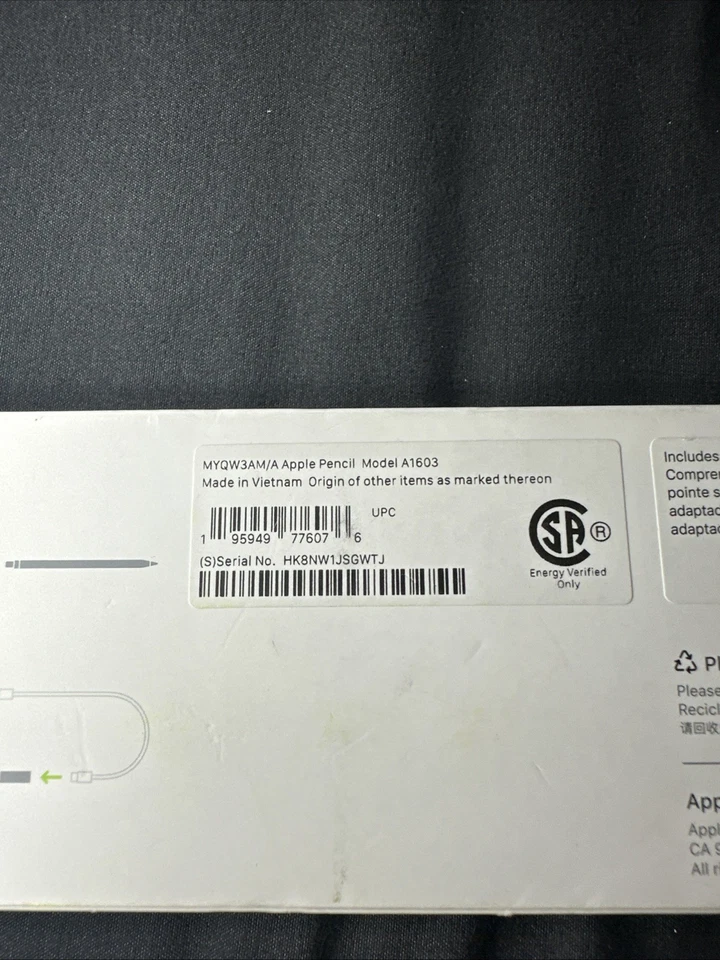 Apple Pencil 1st Generation with USB-C to Pencil Adapter White MYQW3AM/A SEALED - Image 2 of 3