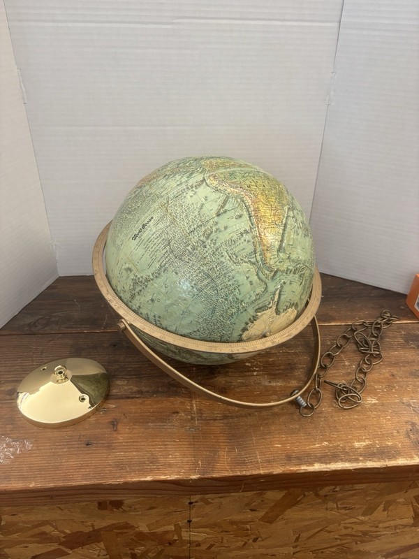 Vintage Replogle  World Ocean Series Globe Raised Relief Map 12” HANGING FS