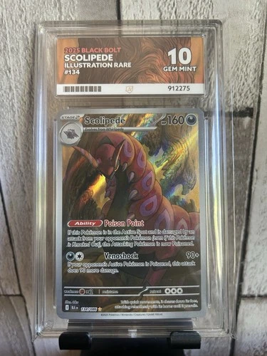 ACE 10 Scolipede illustration rare 134/086 black bolt gem mint graded Pokémon
