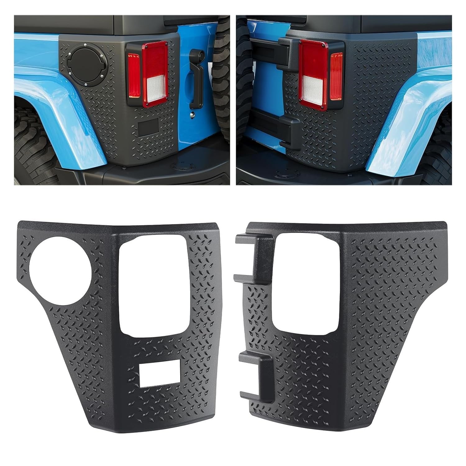 ECOTRIC Rear Corner Guards Body Armor Compatible with 2007-2018 Jeep Wrangler JK