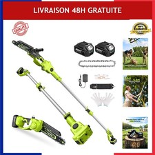 Élagueuse sur Perche 2-en-1 8 Pouces, Tronçonneuse Télescopique Sans Fil 800W,