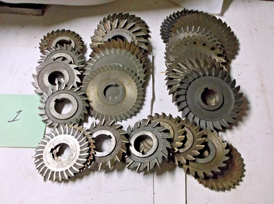 LOT OF 24 HSS Hz milling cutters 3'' to 5'' Dia. FOR 1'' to 1 1/4''Arbor ALL GOOD