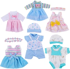 BABESIDE 10 Pcs Baby Doll Clothes for 8-10-12 Inch Dolls, Baby Doll Clothes Outf