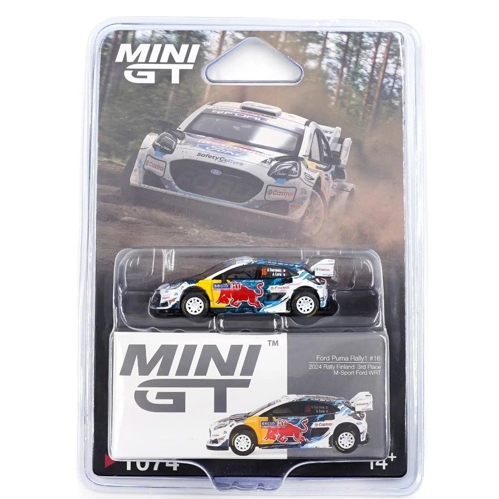 MINI GT #1074 - WHITE - FORD PUMA RALLY1 #16 RED BULL 2024 - MIJO