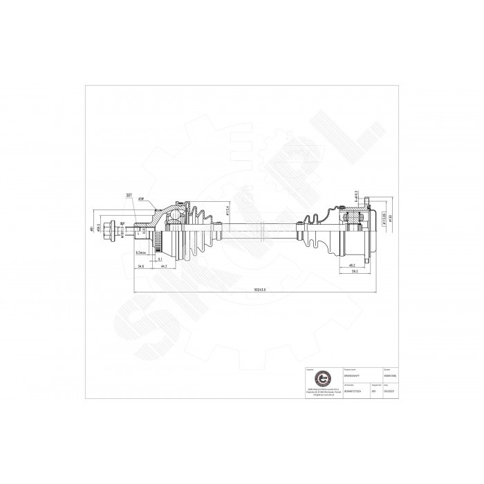 Cardan Avant Droit 8D0407272ED Anti-Vibration pour Audi A6 et Passat