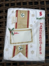 Vintage NOS 8 Pack Men's White Handkerchiefs 100 Cotton In Original Packaging
