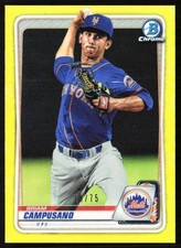 2020 Bowman Chrome Yellow Refractor Briam Campusano 46/75 New York Mets #BCP-7