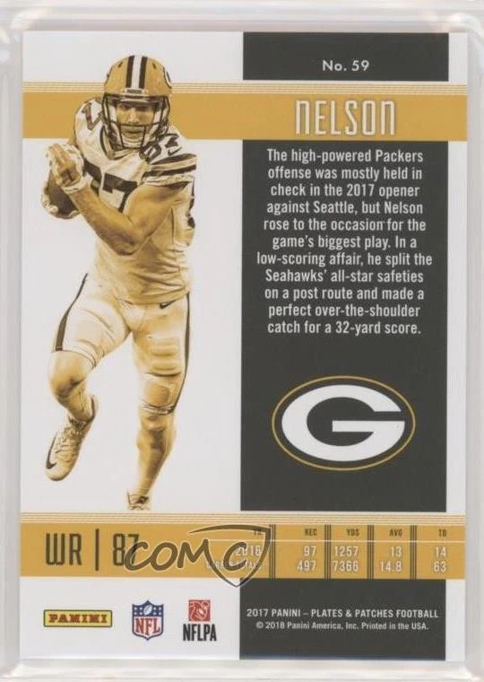 2017 Panini Plates & Patches /99 Jordy Nelson #59 - Image 2 of 2