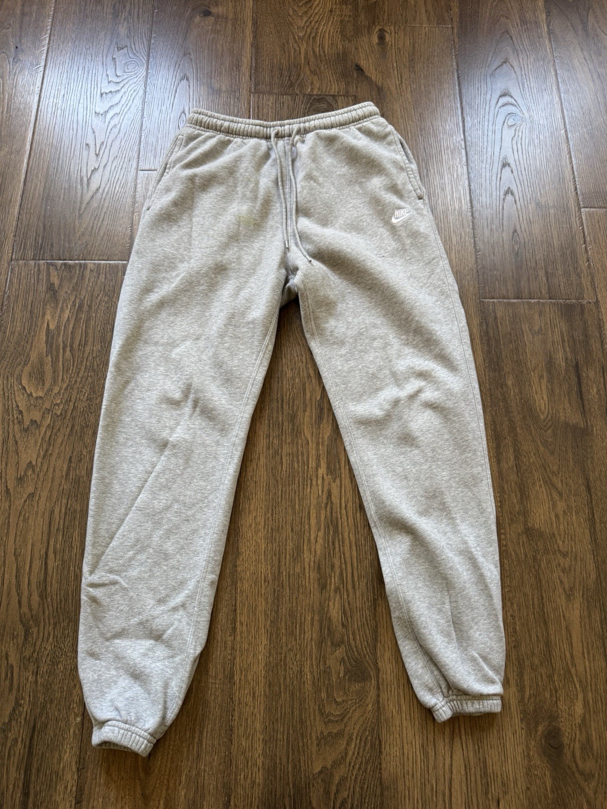 Nike Men's Gray Fleece Cotton Blend Jogger Pants Elastic Waist Drawstring S