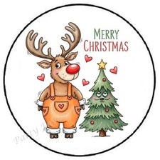 CUTE MERRY CHRISTMAS REINDEER TREE ENVELOPE SEALS LABELS STICKERS PARTY FAVORS