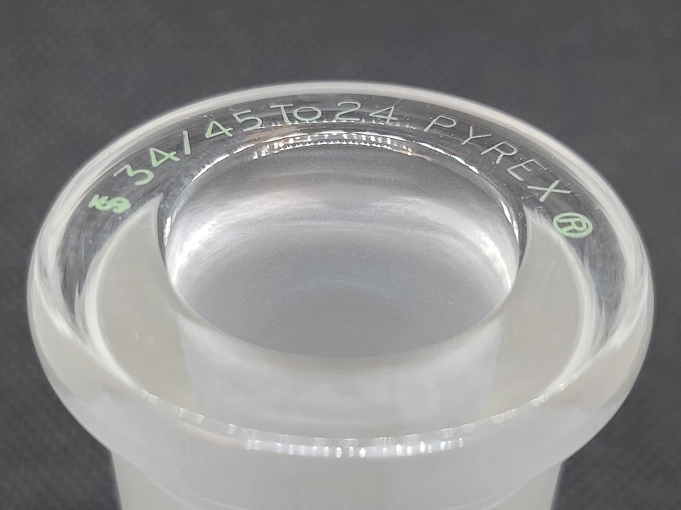Corning Pyrex Glass 34/45 Inner to 24 Bushing Type Reducing Adapter - Image 2 of 3