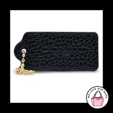 COACH HANG TAG 2.25" Bag Charm Keychain Fob New York Black Pebbled Leather Large
