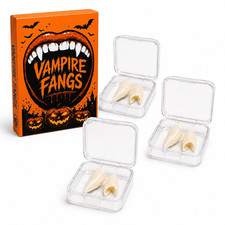 Vampire Fangs, 3 Sizes 13 15 19mm for Adults, Halloween Costume Accessory