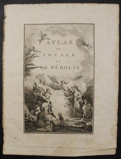1797 LA PÉROUSE UNUSUAL ANTIQUE ORIGINAL COPPER ENGRAVED FIGURATE TITLE PAGE
