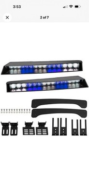  Visor lights bar 2-15 LED 29 Flash Patterns Interior Upper Blue/White