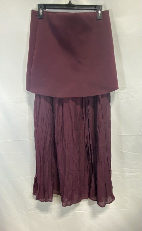 Zara Women's Burgundy Layered Pleated Crinkle Sleeveless Midi Dress Sz L  NWT | eBay