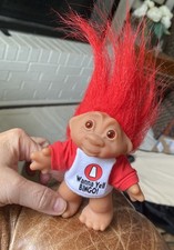 Vintage Troll Doll 1986 DAM Red Hair Lucky Bingo Troll - Wanna Yell Bingo Shirt