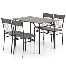 5PCS Dining Table Set for 4 Chairs & 4 Rectangular Kitchen Table w/ Metal Frame