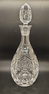 Geschliffenes Glas Kristall Wein Karaffe Diamanten mit Fächer Design 31 cm hoch