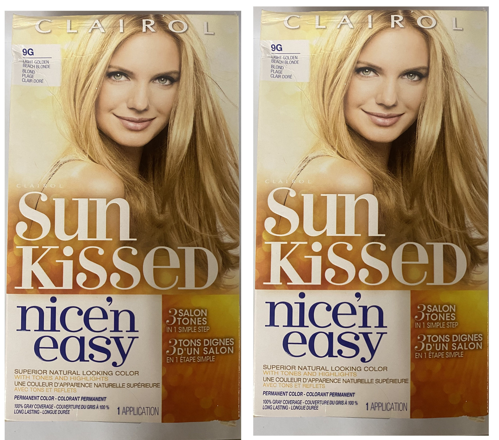 (Pack 2) CLAIROL NICE N EASY NATURAL LIGHT GOLDEN BLONDE 9G/102G WITH AMMONIA