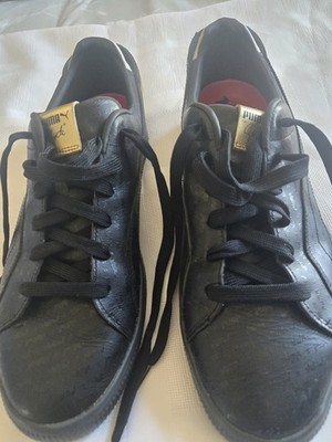 PUMA Clyde Speed Tribes Low Top Lace Up Leather Sneakers Black/Gold 368636-01