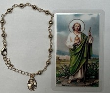 Bracelet Pulsera St Jude, San Judas 14k Gold Plated One Decade Rosary Rosario