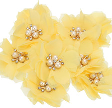 2,36 Zoll Strass Perlen Chiffon Blume, 10 St&uuml;ck N&auml;hen Stoff Applikationen f&uuml;r DI