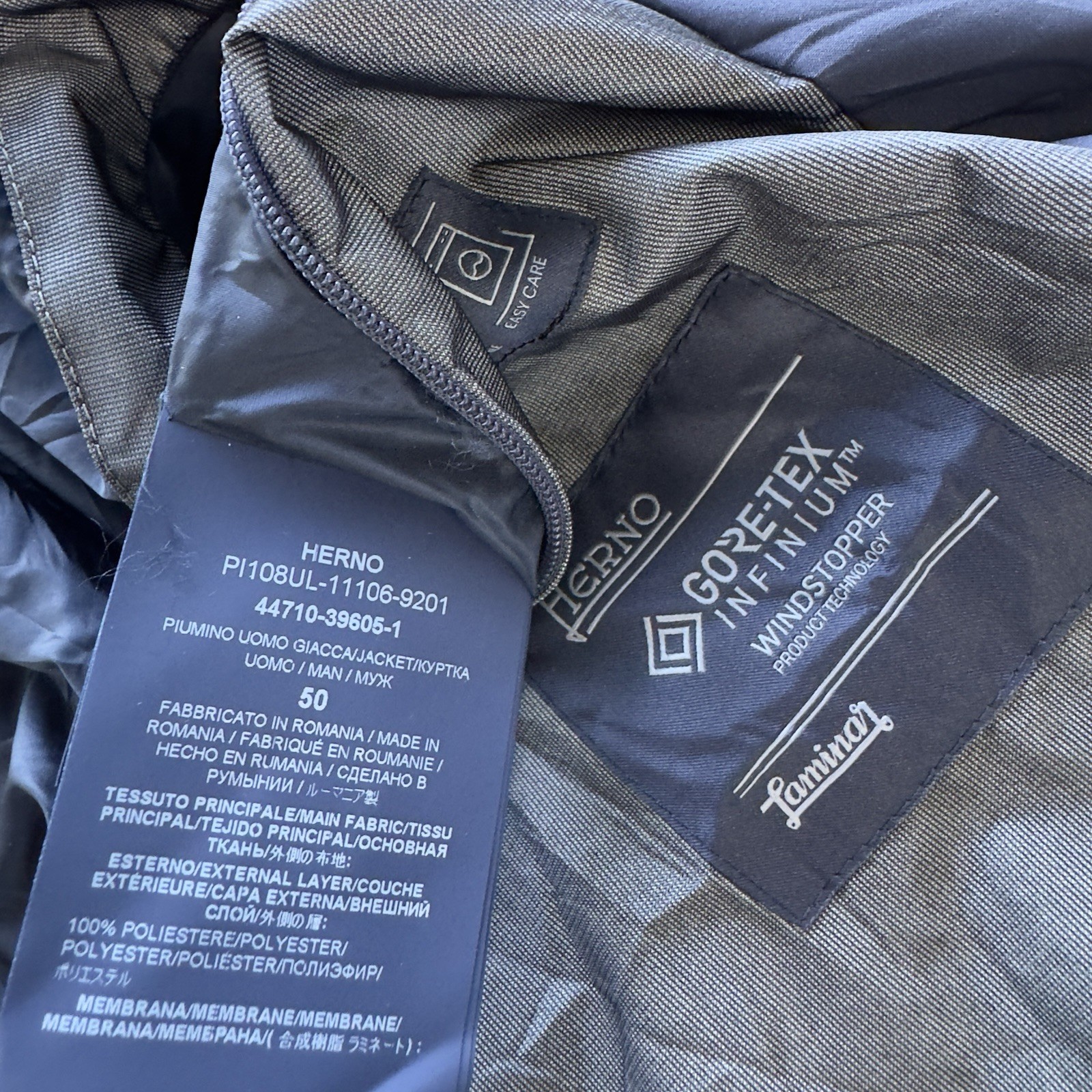 Herno Laminar Men's Gore-Tex Down Jacket Size 50 Navy Blue image 8