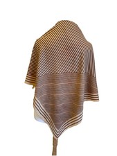 H77 Vintage Italian Striped Scarf Brown Beige Large Square Acetate Blend