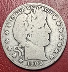 1909 50C Barber Half Dollar. Free Shipping