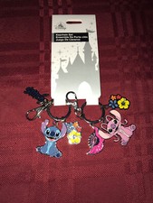 Disney Parks Stitch and Angel Metal Keychain Set NEW