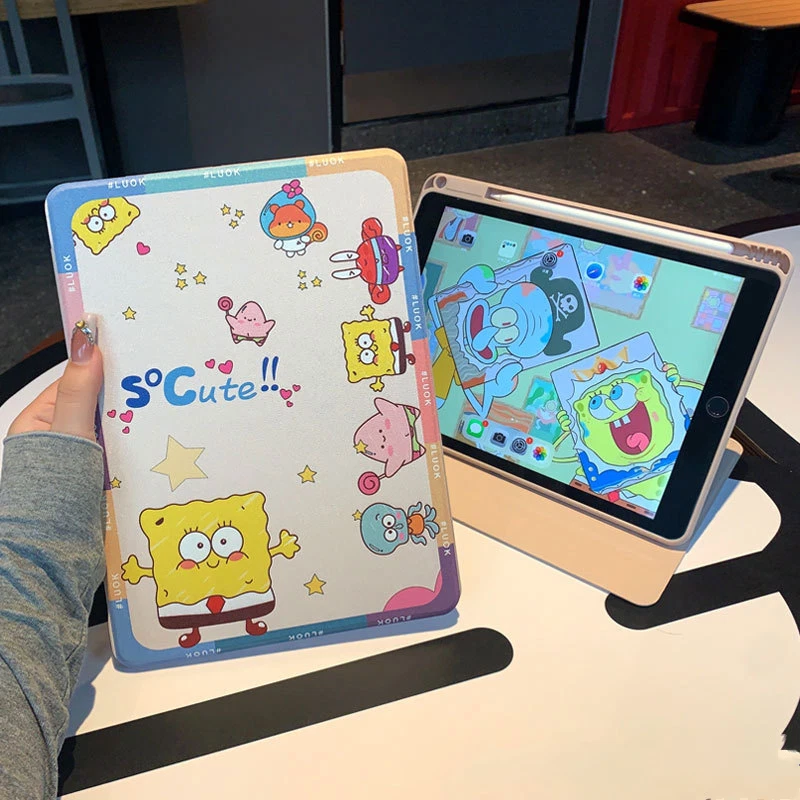360 Rotation Cartoon Bob Smart Case For iPad7/8/9/10th 10.2 10.9 Air6 Pro11 2024 - Image 3 of 4