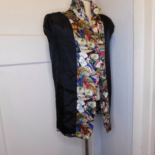 Blazer seta vintage anni 90 NICOLE MILLER donna taglia M pop art party stampa vino all over - Foto 10 di 10