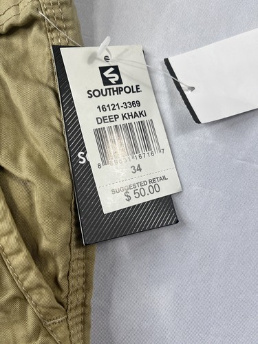 New W Tags Southpole Shorts Mens 34x11.5 Baggy Cargo Drawstring Tan Hip Hop Y2K - Picture 3 of 6