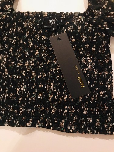 NWT Reset by Jane Flower PRINT Smocked top with LANTERN Sleeve S,M,L - Picture 2 of 7