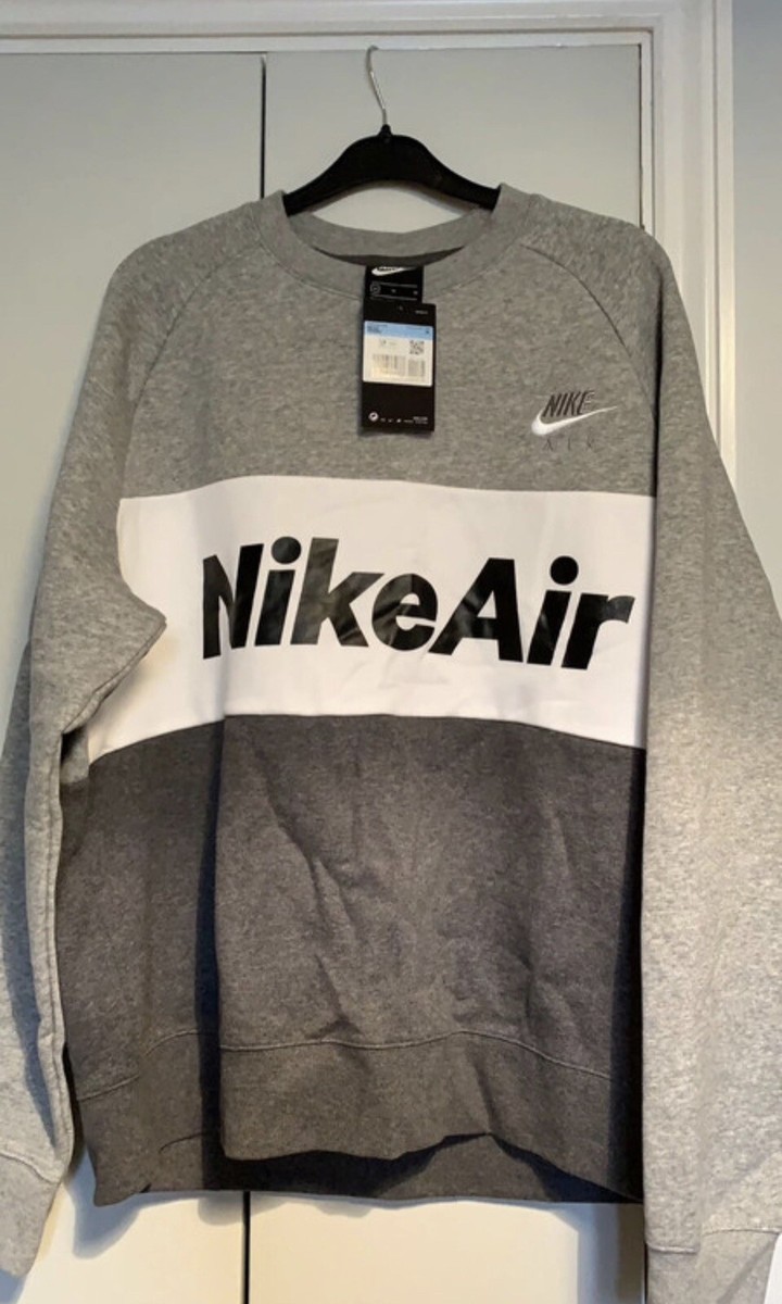 nike air fleece crew sweatshirt grey
