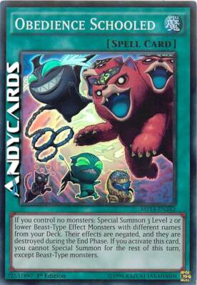 OBEDIENCE SCHOOLED · (Obbedienza Insegnata) · Super R · MP14 EN242 · YUGIOH!