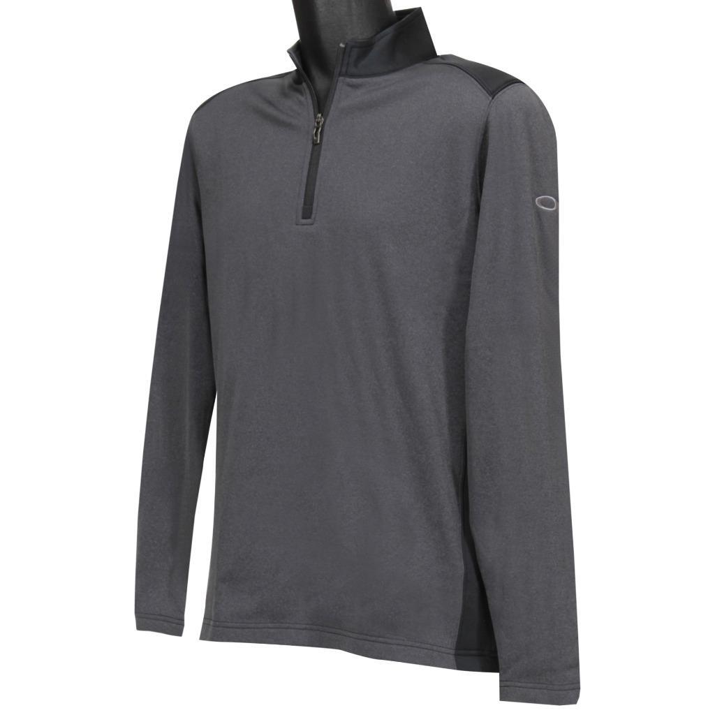 Oakley Range Pullover Top Mens Size L Large Blackout Dark Grey 1/4