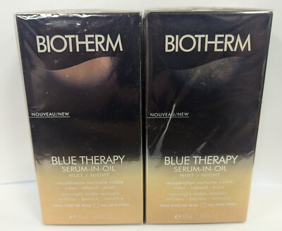 LOT OF 2 BIOTHERM BLUE THERAPY SERUM-IN-OIL NIGHT 1.69FL. OZ. NEW IN BOX SEALED