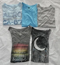 SUPER LOT OF 5 SHORT SLEEVE SHIRTS - AEROP, ACTIVE BASIC, MOSIMO, BLUENOTES XS-M