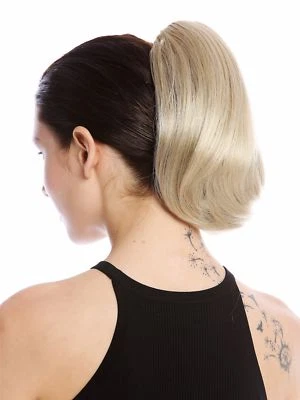 Postiche Tresse Queue de Cheval Court Lisse Mais Volumineux Clair Blond 25cm - Photo 1/3